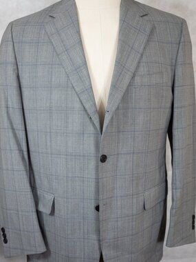 GORGEOUS J. Press Light Gray and Blue Lightweight Wool 3Btn Flat Front Suit 42R